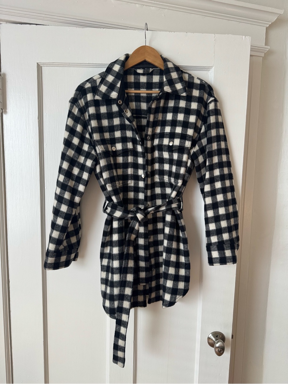 & Other Stories Black and Cream Buffalo Plaid Jacket